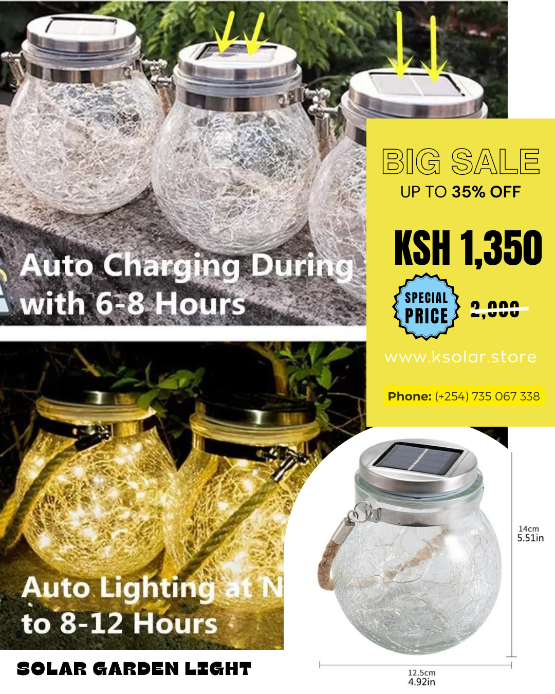 Solar Hanging Globe Light (20 LED Copper)